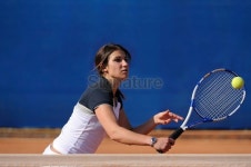 Female tennis player at volley 이미지 (183215932) - 게티이미지뱅크 Female tennis player at volley