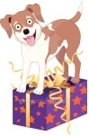 Happy birthday dog with present 이미지 (164321556) - 게티이미지뱅크 Happy birthday dog with present