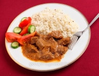 beef korma, basmati and salad meal 이미지 (120696276) - 게티이미지뱅크 beef korma, basmati and salad meal