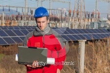 Engineer at Work In a Solar Power Station 이미지 (110934390) - 게티이미지뱅크 Engineer at Work In a Solar Power Station