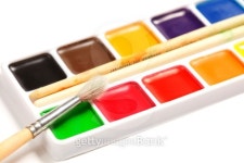 Paintbrush on box of dry aquarelle 이미지 (120787668) - 게티이미지뱅크 Paintbrush on box of dry aquarelle