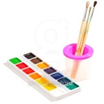 Dry aquarelle and paintbrushes 이미지 (120787603) - 게티이미지뱅크 Dry aquarelle and paintbrushes