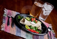 Burrito Dinner Meal Plate Setting with Beer and Water 이미지 (139910642) - 게티이미지뱅크 Burrito Dinner Meal Plate Setting...