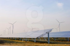 solar plant and wind turbine 이미지 (121988528) - 게티이미지뱅크 solar plant and wind turbine