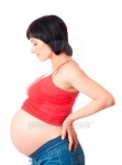 Pregnant woman in sideview with closed eyes over white backgroun 이미지 (120554072) - 게티이미지뱅크 Pregnant woman in... 
