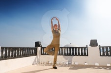 Woman practicing yoga dancing 이미지 (136235073) - 게티이미지뱅크 Woman practicing yoga dancing