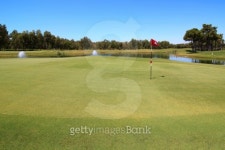 Golf course with water hazard. 이미지 (176843726) - 게티이미지뱅크 Golf course with water hazard.