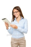 Tablet PC woman happy 이미지 (153565298) - 게티이미지뱅크 Tablet PC woman happy