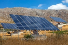 Solar panels on Crete island 이미지 (156937806) - 게티이미지뱅크 Solar panels on Crete island