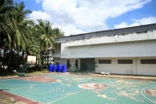 Old outdoor basketball court against blue sky 이미지 (177503059) - 게티이미지뱅크 Old outdoor basketball court against blue sky