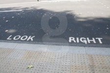 Look right notice on the road 이미지 (153836548) - 게티이미지뱅크 Look right notice on the road