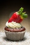 Chocolate muffin with strawberry and coconut 이미지 (153829985) - 게티이미지뱅크 Chocolate muffin with strawberry and coconut