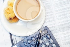 coffee , calculator and newspaper 이미지 (157992301) - 게티이미지뱅크 coffee , calculator and newspaper