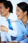 Businesswoman smiling during business meeting 이미지 (172400713) - 게티이미지뱅크 Businesswoman smiling during business meeting