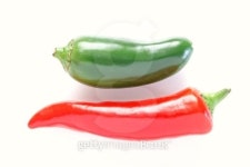 red & green chilis on white background 이미지 (160426845) - 게티이미지뱅크 red & green chilis on white background