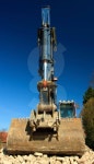 Excavator on construction site 이미지 (159339870) - 게티이미지뱅크 Excavator on construction site
