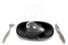 Bulb, plate, fork and knife on white 이미지 (187784677) - 게티이미지뱅크 Bulb, plate, fork and knife on white