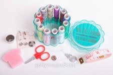 Assortment of  fabrics and sewing tools for quilting. 이미지 (467106035) - 게티이미지뱅크 Assortment of  fabrics and sewing... 