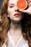 Beautiful girl with orange fruit 이미지 (177810885) - 게티이미지뱅크 Beautiful girl with orange fruit