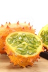 horned melon on a wooden board 이미지 (177730640) - 게티이미지뱅크 horned melon on a wooden board