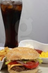 Hamburger served with fries and pop soda 이미지 (177896764) - 게티이미지뱅크 Hamburger served with fries and pop soda