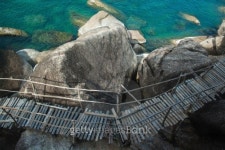 Wooden bridges on the rocks 이미지 (175947540) - 게티이미지뱅크 Wooden bridges on the rocks