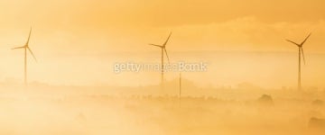 Wind turbines in sunrice 이미지 (525418219) - 게티이미지뱅크 Wind turbines in sunrice