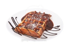 와플마레(Waffle mare) | Belgian waffle with melted chocolate and coconut isolated on... 이미지 (464075755) - 게티이미지뱅크 Belgian waffle with...