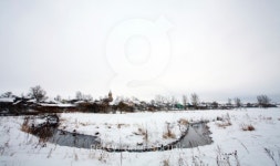 Rural winter landscape with a village and river 이미지 (465124671) - 게티이미지뱅크 Rural winter landscape with a village and... 