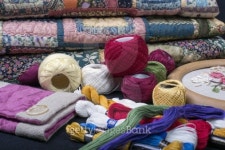 Quilting equipment and fabrics. 이미지 (484012835) - 게티이미지뱅크 Quilting equipment and fabrics.