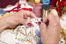 Quilting equipment and fabrics. 이미지 (487297113) - 게티이미지뱅크 Quilting equipment and fabrics.