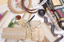 Quilting equipment and fabrics. 이미지 (487125345) - 게티이미지뱅크 Quilting equipment and fabrics.