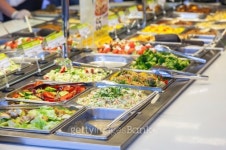 Sale variety of different salads in cafe 이미지 (496918583) - 게티이미지뱅크 Sale variety of different salads in cafe