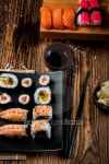Fresh and tasty oriental sushi, Japanese theme 이미지 (470556163) - 게티이미지뱅크 Fresh and tasty oriental sushi, Japanese theme
