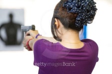 Target practicing with gun In the shooting range 이미지 (488205473) - 게티이미지뱅크 Target practicing with gun In the... 