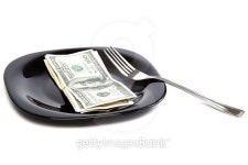 Banknotes on a black a plate and fork. 이미지 (484619435) - 게티이미지뱅크 Banknotes on a black a plate and fork.