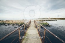 old bridge with rusty metal rails. Retro grainy film look. 이미지 (528986457) - 게티이미지뱅크 old bridge with rusty metal... 