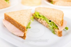 ham and lettuce sandwich on a white plate 이미지 (514215295) - 게티이미지뱅크 ham and lettuce sandwich on a white plate