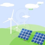 Green hills with a solar and wind power stations 이미지 (506912107) - 게티이미지뱅크 Green hills with a solar and wind power... 