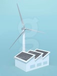 factory with solar panels and wind turbine on the chimne 이미지 (522712697) - 게티이미지뱅크 factory with solar panels and... 