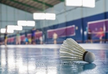 One shuttlecock on the ground in the Badminton court 이미지 (492981670) - 게티이미지뱅크 One shuttlecock on the ground in the... 