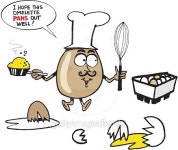 Vector cartoon of funny egg with whisk and pan 이미지 (486710238) - 게티이미지뱅크 Vector cartoon of funny egg with whisk and pan