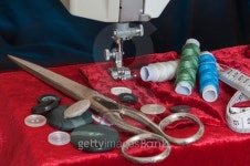 Sewing machine with textiles 이미지 (465089990) - 게티이미지뱅크 Sewing machine with textiles