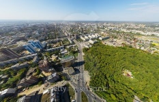 Aerial view of downtown. Crossroads, houses, buildings and parks 이미지 (488989012) - 게티이미지뱅크 Aerial view of... 