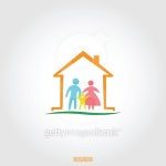Logo home with a happy family, vector 이미지 (486347420) - 게티이미지뱅크 Logo home with a happy family, vector