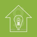 Eco house with solar battery. White on green 이미지 (474281822) - 게티이미지뱅크 Eco house with solar battery. White on green