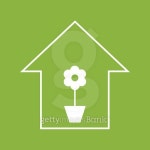 House with plant. White on green 이미지 (474281836) - 게티이미지뱅크 House with plant. White on green