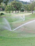sprinkler water in golf course. 이미지 (475468594) - 게티이미지뱅크 sprinkler water in golf course.