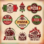 Set of vector vintage pizza labels 이미지 (490048456) - 게티이미지뱅크 Set of vector vintage pizza labels
