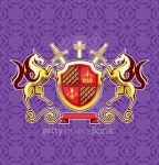 Golden Royal Emblem Horses Shield and Swords 이미지 (486716302) - 게티이미지뱅크 Golden Royal Emblem Horses Shield and Swords